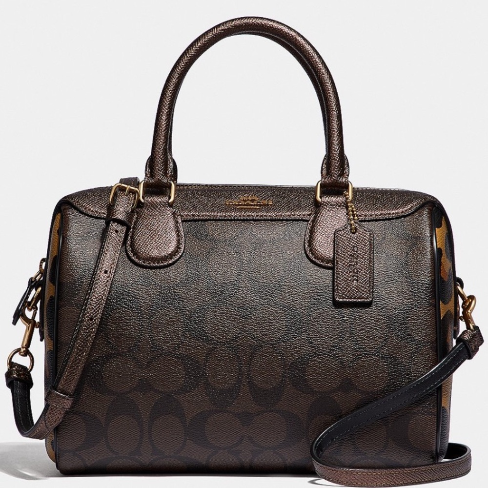 NEW Leopard Print Mixed Media Mini Bennett Satchel